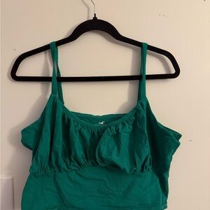 Hollister Green Ruffled Camisole Crop Top